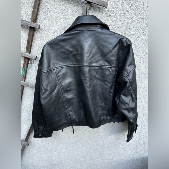 Mango Genuine Leather Biker Jacket in Black - Picture 12 of 14